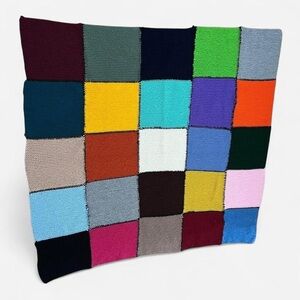 Colorful Patchwork Knit Blanket